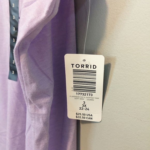 NWT Torrid Lavender Everyday Tank, size 3X - Picture 5 of 5